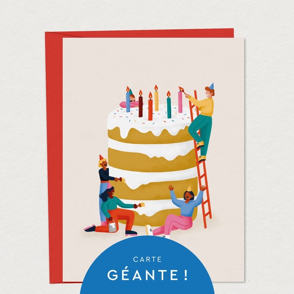 Carte d'anniversaire géante - C'est la fête! - Carte de fête à personnaliser -