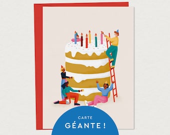 Cartão de aniversário gigante - É hora da festa! - Cartão de festa grande para personalizar - Papelaria grande para festas em ocasiões especiais