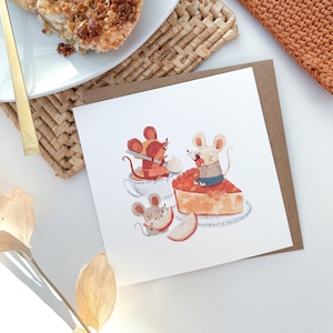 Carte de souhaits - Souris Craquantes - Carte de voeux à personnaliser - Carte illustrée mignonne - Carte avec enveloppe kraft assortie