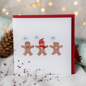 Carte de Noël - Bonhommes en pain d'épices - Voeux de Noël - Papeterie temps des fêtes - Carte de voeux biscuits de Noël