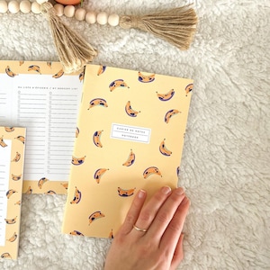 Banana Notebook - Colorful Notebook - Stationery for Teens - Personalized Stationery Gift Idea - Banana Illustrations