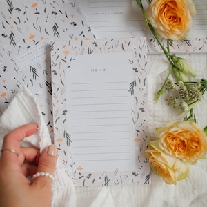Morning Bloom Notepad - Memo Pad - Flower Pattern Office Stationery - Recycled Paper Office Stationery - Modern To-Do List
