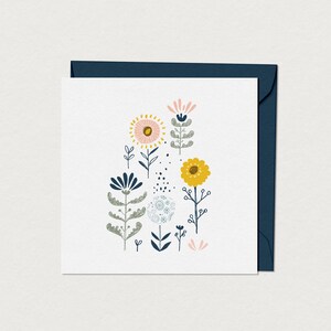 Carte de souhaits anniversaire - Fleurs naïves - Carte de voeux à personnaliser - Carte anniversaire écologique - Papeterie fleurie