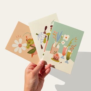 Lot de 3 cartes d'anniversaire - Papeterie de fête élégante - Bundle de cartes de voeux écologique - Idée cadeau personnalisé
