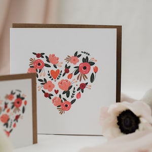Greeting Card for Her - Heart Petals - Square Valentine's Day Greeting Card to Personalize