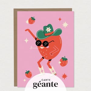 Carte de souhaits géante à personnaliser - Papeterie festive grand format pour anniversaire - Strawberry Swing - Illustration colorée