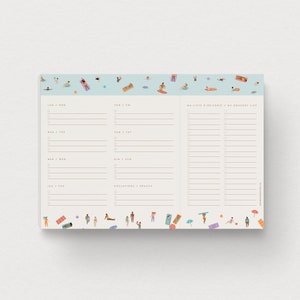 La Playa Meal Planner - Summer Menu with Magnet - Detachable Grocery List for the Fridge - Management and Organization