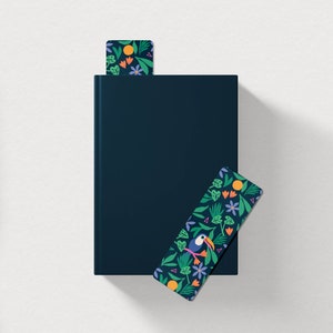 Toucan pattern bookmark - Bookmark for book - Practical reading accessory - Colorful and personalized bookmark rounded corners