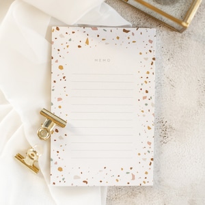 Terrazzo Designer Notepad - Memo - Office Stationery - Stylish and Stylish To-Do List - Eco-Friendly Notepad - Recycled Stationery