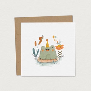 Carte de souhaits pour enfants - Grenouille festive - Carte à personnaliser - Carte de voeux enfantine - Souhaits amusants pour enfants