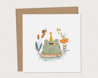 Greeting card for children - Festive frog - Card to personalize - Childish greeting card - Fun wishes for children