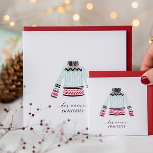 Christmas Greeting Card - Warm Wishes - Holiday Stationery to Sign - Wool Sweater Illustration