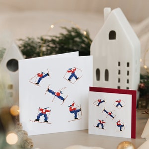 Christmas Greeting Card - Santa Acrobat - Best Wishes for Christmas - Holiday Stationery - Festive Greeting Card