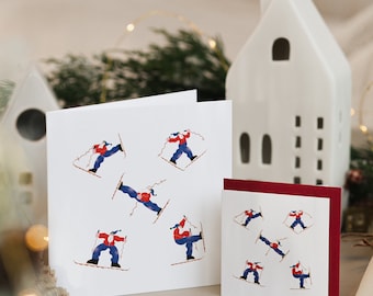 Christmas Greeting Card - Santa Acrobat - Best Wishes for Christmas - Holiday Stationery - Festive Greeting Card