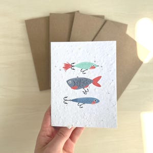 Vaderdagkaart - Vishaken - Zero Waste Cadeau - Kaart met Basilicumzaadjes - Vaderdagcadeau