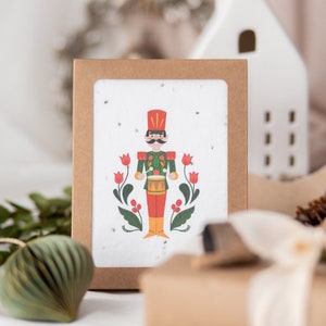 Plantable greeting card - Nutcracker - Christmas greeting card - Eco-friendly card to personalize - Kraft envelope