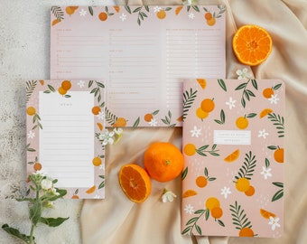 Mimosa Stationery Set- Meal Planner, Notepad, Notebook - Best Stationery Gift Idea to Give