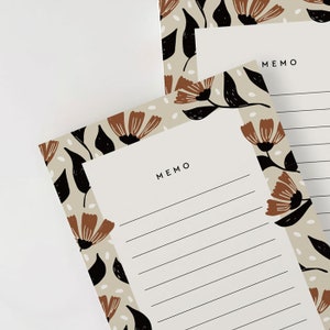 Floral Design Notepad - Personalized Notes Simone - Eco-Friendly Elegant Stationery - Premium Quality Stationery - Recycled Paper