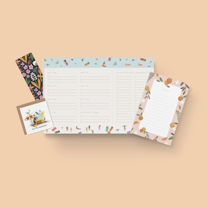 Cadeau de papeterie - Planificateur de repas, signet, bloc-notes et carte de souhaits - Coffret cadeau pour un anniversaire