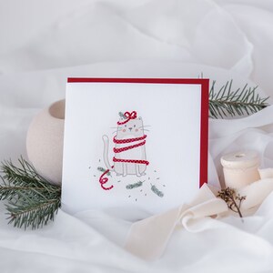 Carte de souhaits - Chaton la gaffe - Voeux de Noël - Temps des fêtes - Papeterie temps des fêtes - Illustration de chat de Noël