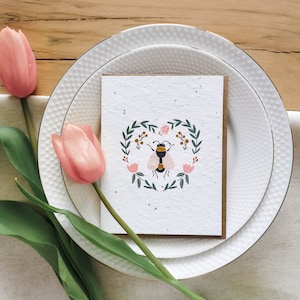 Carte de souhaits à planter - Abeille - Carte de voeux écologique à personnaliser - Papeterie de fête zéro déchet