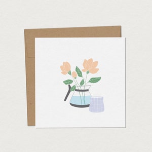 Carte de souhaits pour maman - Café Fleur - Carte d'anniversaire vierge à personnaliser - Carte de vœux design durable - Papeterie de fête