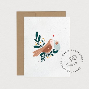 Plantable greeting card - Little bundle of love - Seeded and ecological greeting card to personalize - Kraft paper envelope