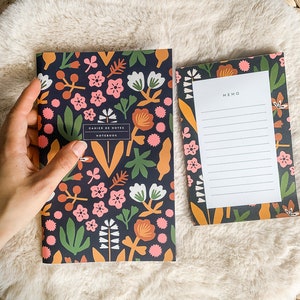 Flavie Stationery Set - Meal Planner, Notepad, Notebooks - Personalized Stationery with Flower Patterns