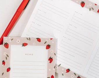 Strawberry Fields Meal Planner - Meal planning for the week - Customizable weekly menu - Magnet list