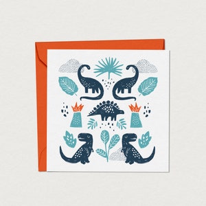 Carte de souhaits enfantine - Dinosaures - Carte d'anniversaire pour garçon - Carte de voeux à personnaliser - Papeterie de fête