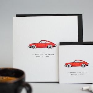 Greeting Card - Porsche - Father's Day Greeting Card - Card to personalize with blank interior - Card with matching black envelope