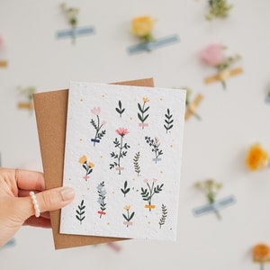 Carte de souhaits à planter - Herbarium - Carte de voeux ensemencée et écologique à personnaliser - Carte avec fleurs sauvages à offrir