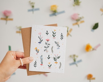 Greeting card to plant - Herbarium - Seeded and ecological greeting card to personalize - Card with wild flowers to offer