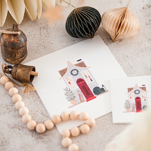 Greeting Card - Charming House - Personalized Greeting Card - Original Christmas Card to Sign, Blank Inside