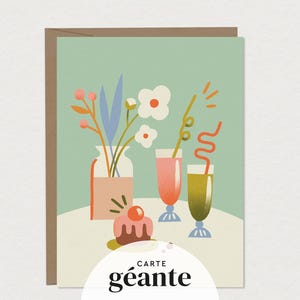 Carte festive grand format - Sylvie - Carte géante pour anniversaire et occasion à célébrer - Papeterie de fête avec enveloppe kraft