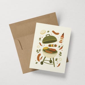 Carte d'anniversaire pour chef cuisinier - Grillades - Papeterie originale pour fête des pères -