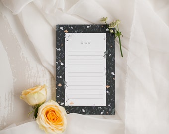 Midnight Bloom Notepad - Memo - Recycled Paper - Recycled Paper To Do List