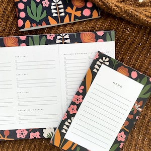 Flavie stationery set, Meal planner, notepad, Flower motif notebooks, Stationery gift set image 3