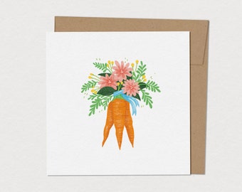 Greeting card - Carrots in bloom - Greeting card to personalize with blank interior - Spring greeting card - Gift idea to offer