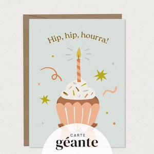 Grote wenskaarten - Hiep Hiep Hoera! - Feestelijk briefpapier om te ondertekenen - Grote gepersonaliseerde verjaardagskaart
