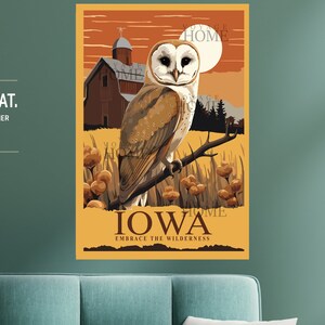 Iowa Owl Poster | Art Print of Adorable Owls | Home Decor for Bird Lovers & Nature Enthusiasts | Wall Art for Kids Room