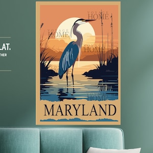 Maryland Vintage Rustic Travel Poster | Retro Style Wall Art & Office Decor | State Map Print for Home Decoration