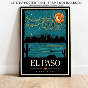 El Paso Texas Poster | Vintage Art Print, Southwestern Home Décor, Gift for Texas Lovers & Travelers, Wall Art Decor