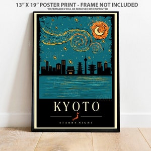 Kyoto Japan Poster | Vintage Travel Art Print | Wall Decor & Gift for Travelers | Asian Landscape Artwork