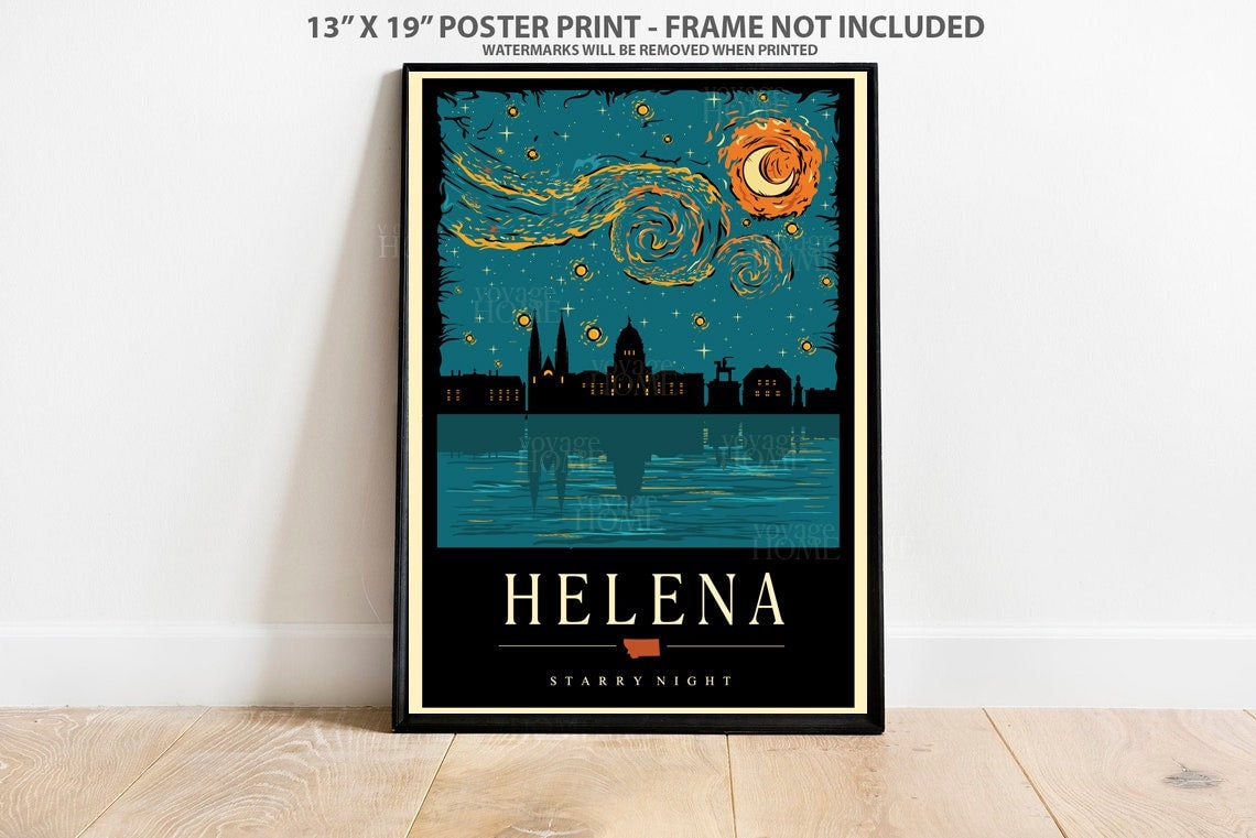 Helena Poster Helena Montana Print Helena Starry Night Poster Helena