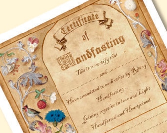 A4 Printable Handfasting Certificate Green Man Medieval, Wiccan Wedding Certificate, Pagan ...
