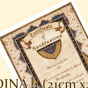 Printable HANDFASTING CERTIFICATE 04. Gift for weddings, parchment texture, Magic rites inspired, medieval aesthetic, printable DOWNLOAD