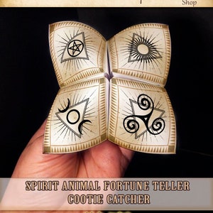 STAMPABILE Qual è il mio animale spirituale? Chiromante origami, acchiappa-pidocchi, gioco fai da te per feste, DOWNLOAD immediato, idea gioco Chatterbox.