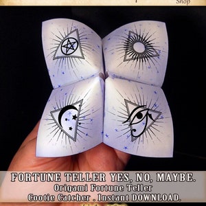 Printable Origami Fortune Teller,"yes, no or maybe" , funny cootie catcher for DIY party Games,  Instant DOWNLOAD, Chatterbox Idea for Play.