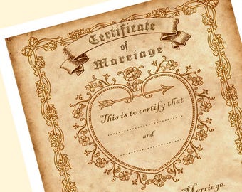 Printable Victorian Style Certificate of Marriage 02. Vintage | Etsy